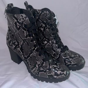 NWT Snakeskin Combat Boot